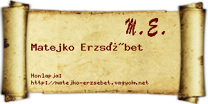 Matejko Erzsébet névjegykártya